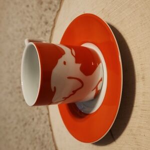 Grand Hotel By Andrew Martin Orange Elephant Design Espresso Cup & Plate